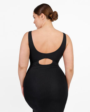 Cozy Ribbed Low-Back Shaping Dress