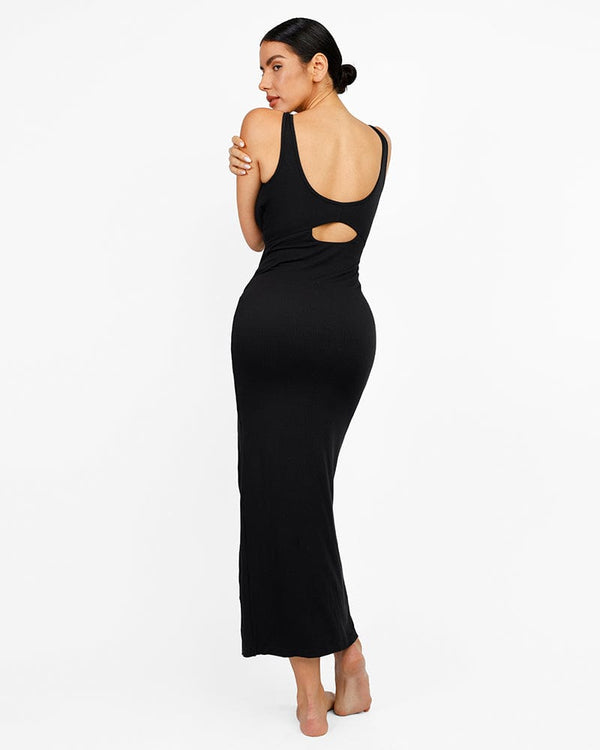 Cozy Ribbed Low-Back Shaping Dress