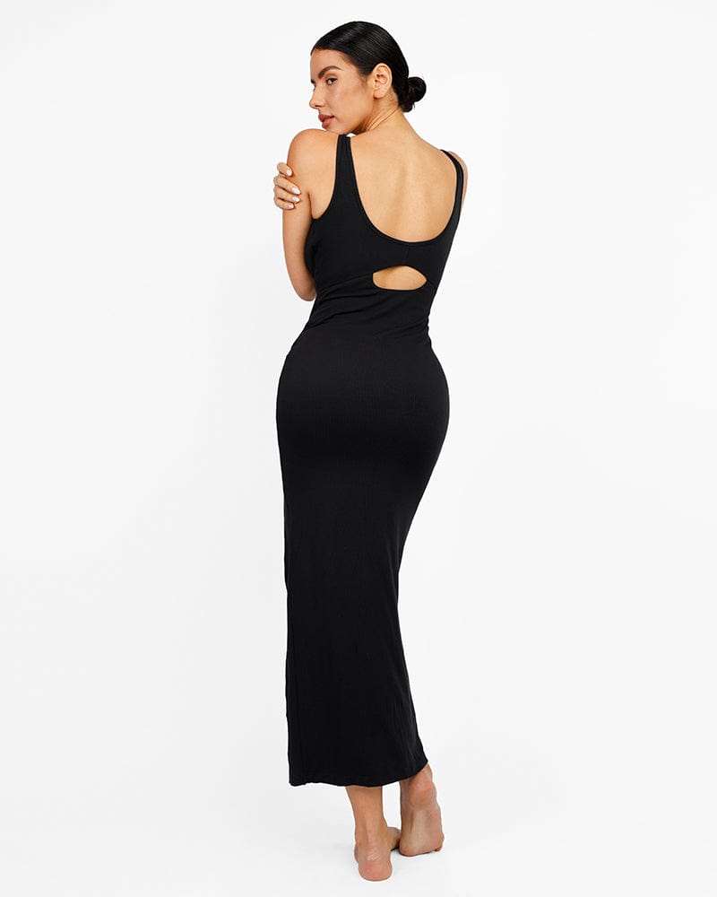 Cozy Ribbed Low-Back Shaping Dress