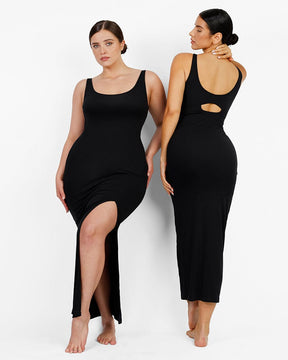 Cozy Ribbed Low-Back Shaping Dress