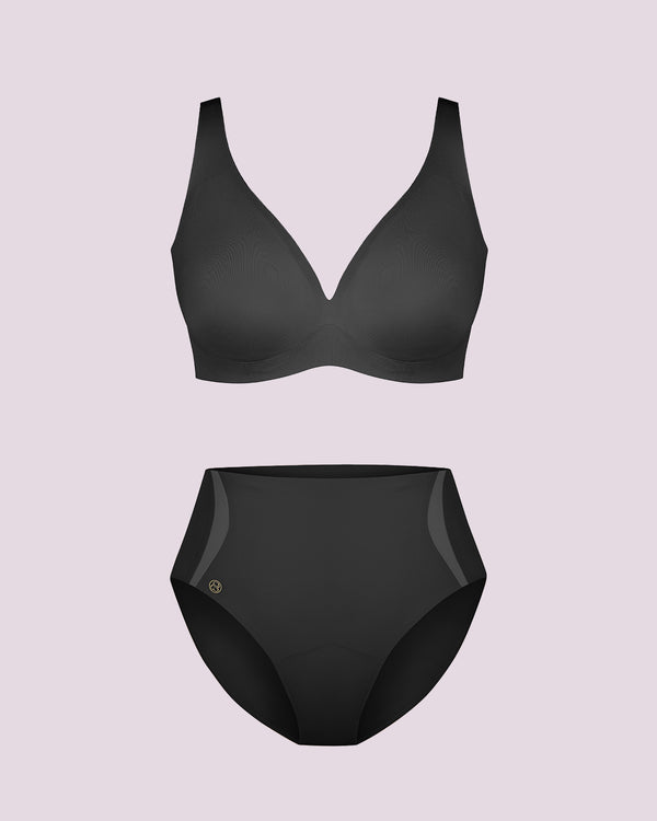 Curve Code™ LYCRA®FitSense™ Wireless V-Neck Bra + Brief