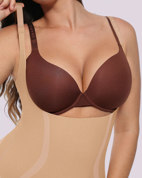 Curve Code™ LYCRA®FitSense™ Open Bust Full Bodysuit