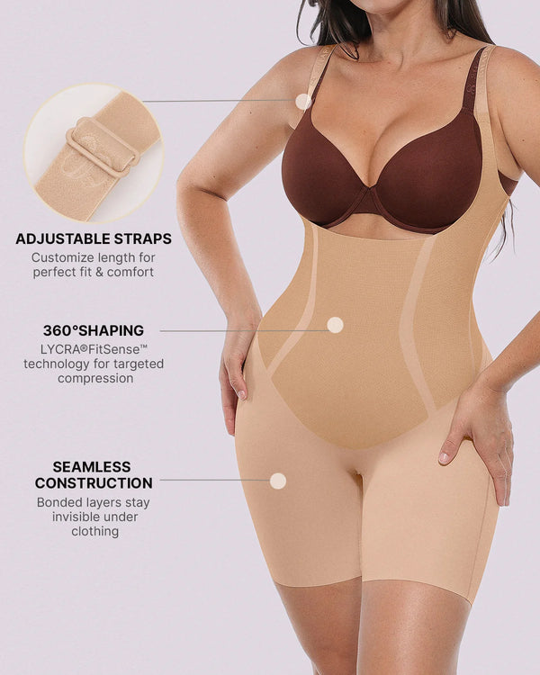 Curve Code™ LYCRA®FitSense™ Open Bust Full Bodysuit