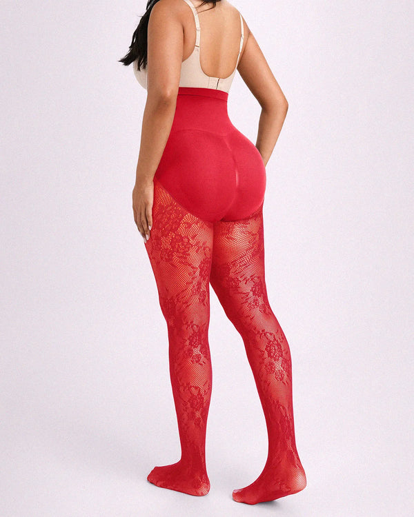 Defineline™ High-Waisted Floral Lace Shaping Tights