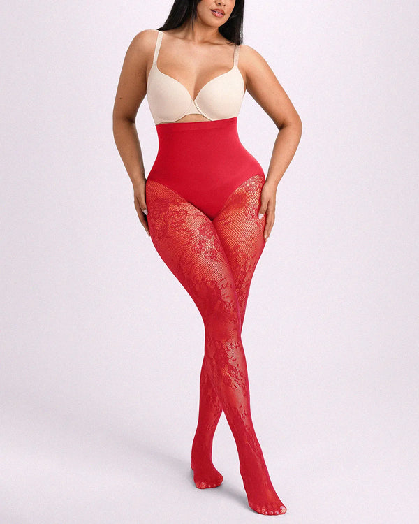 Defineline™ High-Waisted Floral Lace Shaping Tights