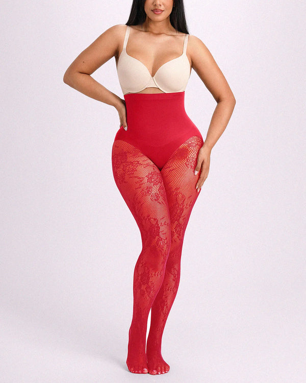 Defineline™ High-Waisted Floral Lace Shaping Tights