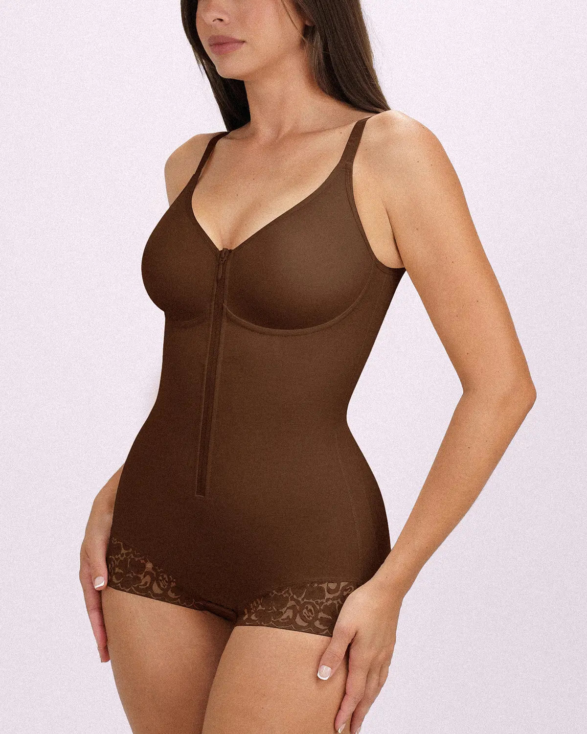 Side view of Hourglass Full Body Brief Bodysuit showing waist and torso contouring