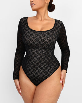 Lace Glamour Geometric Shaping Bodysuit