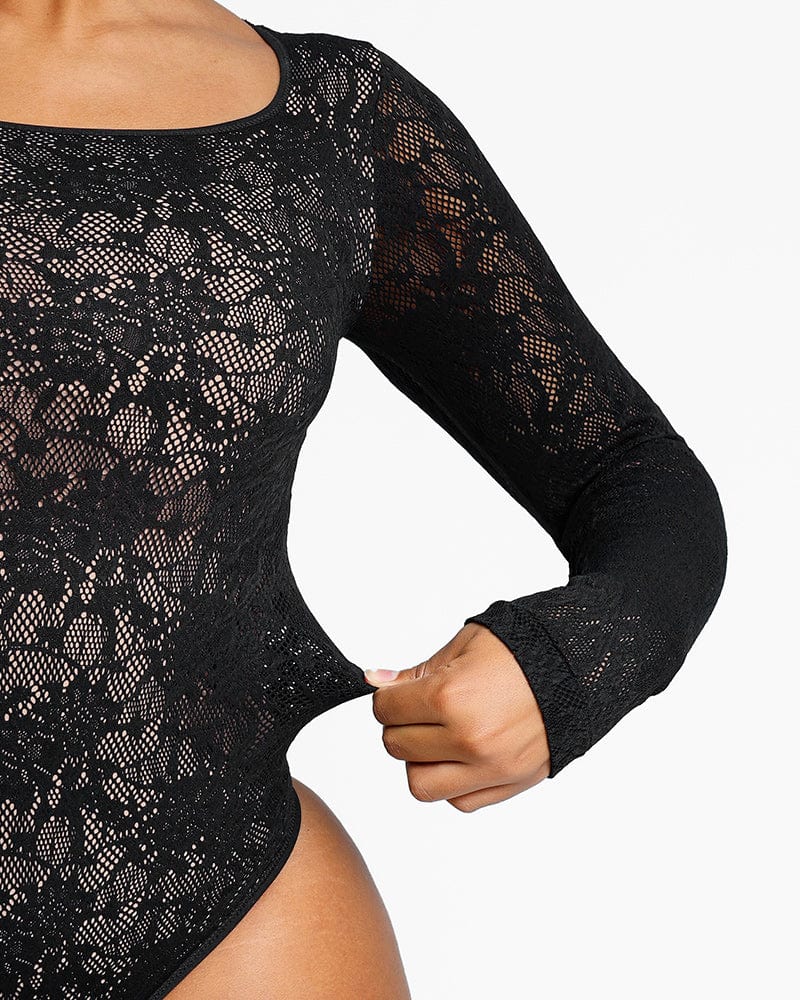 Lace Glamour Stretchy Floral Shaping Bodysuit