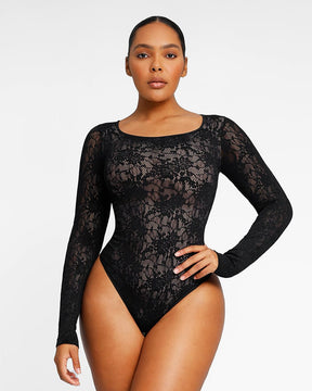 Lace Glamour Stretchy Floral Shaping Bodysuit