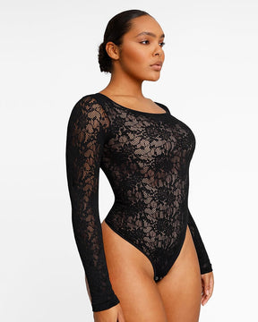 Lace Glamour Stretchy Floral Shaping Bodysuit