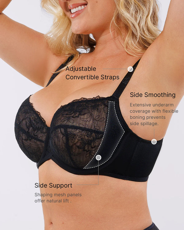 Lace Glamour™ AirSlim® Unlined Lace Underwired Minimizer Bra