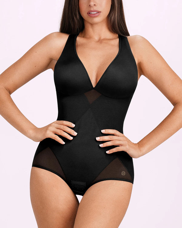 MeshSmooth™ V-Neck Sculpting Brief Bodysuit