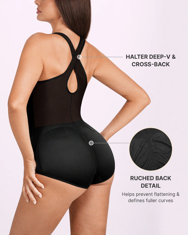 MeshSmooth™ V-Neck Sculpting Brief Bodysuit