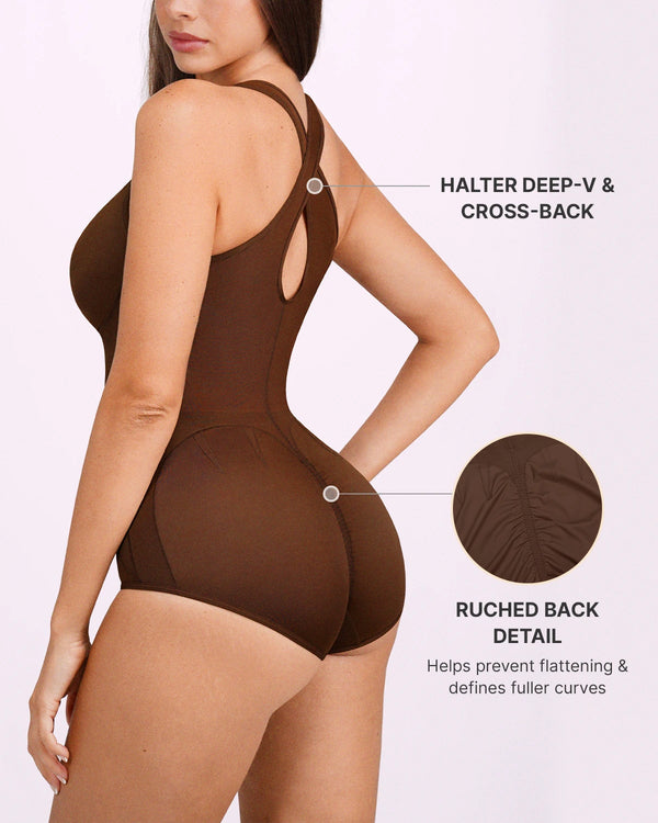 MeshSmooth™ V-Neck Sculpting Brief Bodysuit