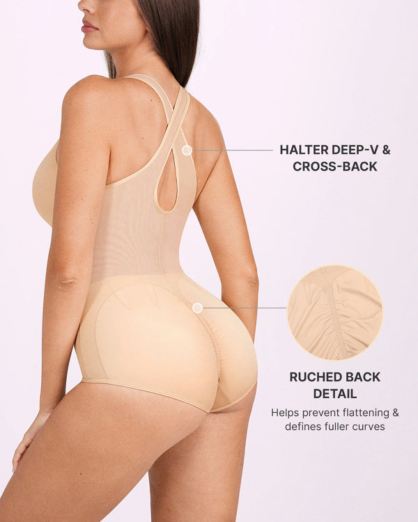 MeshSmooth™ V-Neck Sculpting Brief Bodysuit