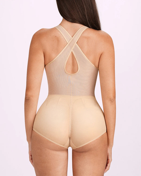 MeshSmooth™ V-Neck Sculpting Brief Bodysuit