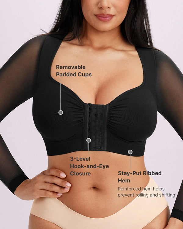 MistWeave™ Back Smoothing Front-Closure Long-Sleeve Top