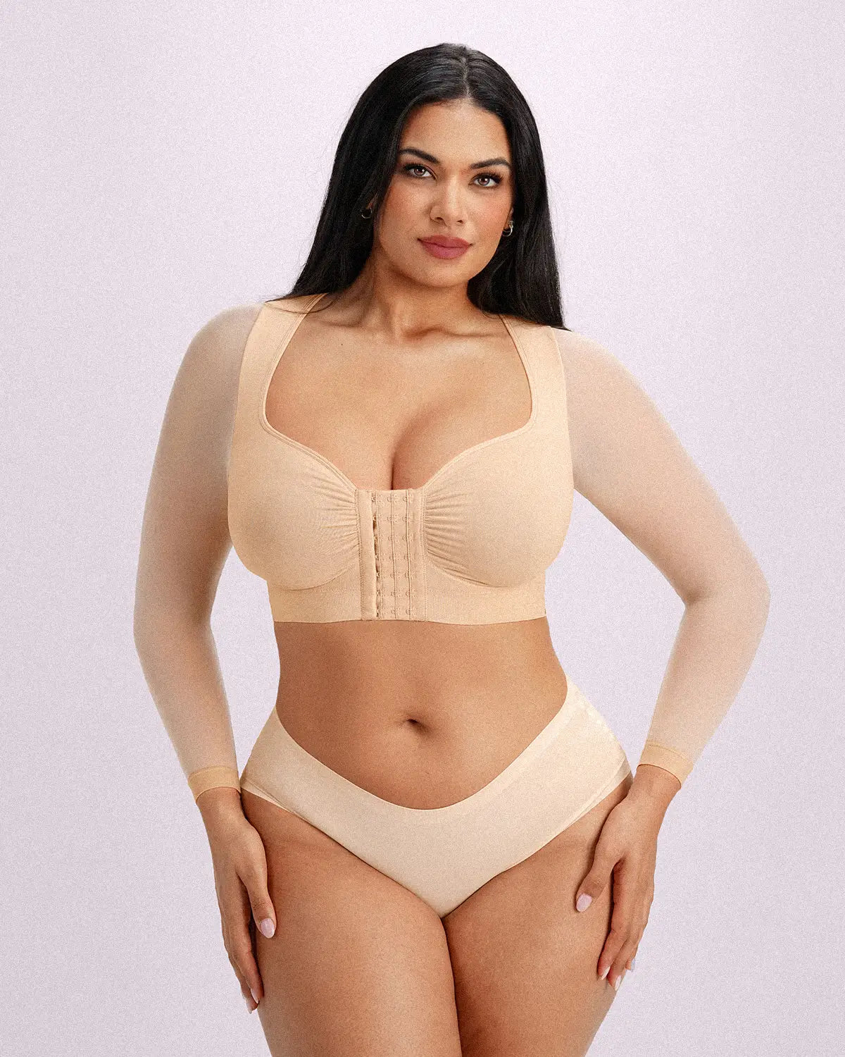 MistWeave™ Back Smoothing Front-Closure Long-Sleeve Top