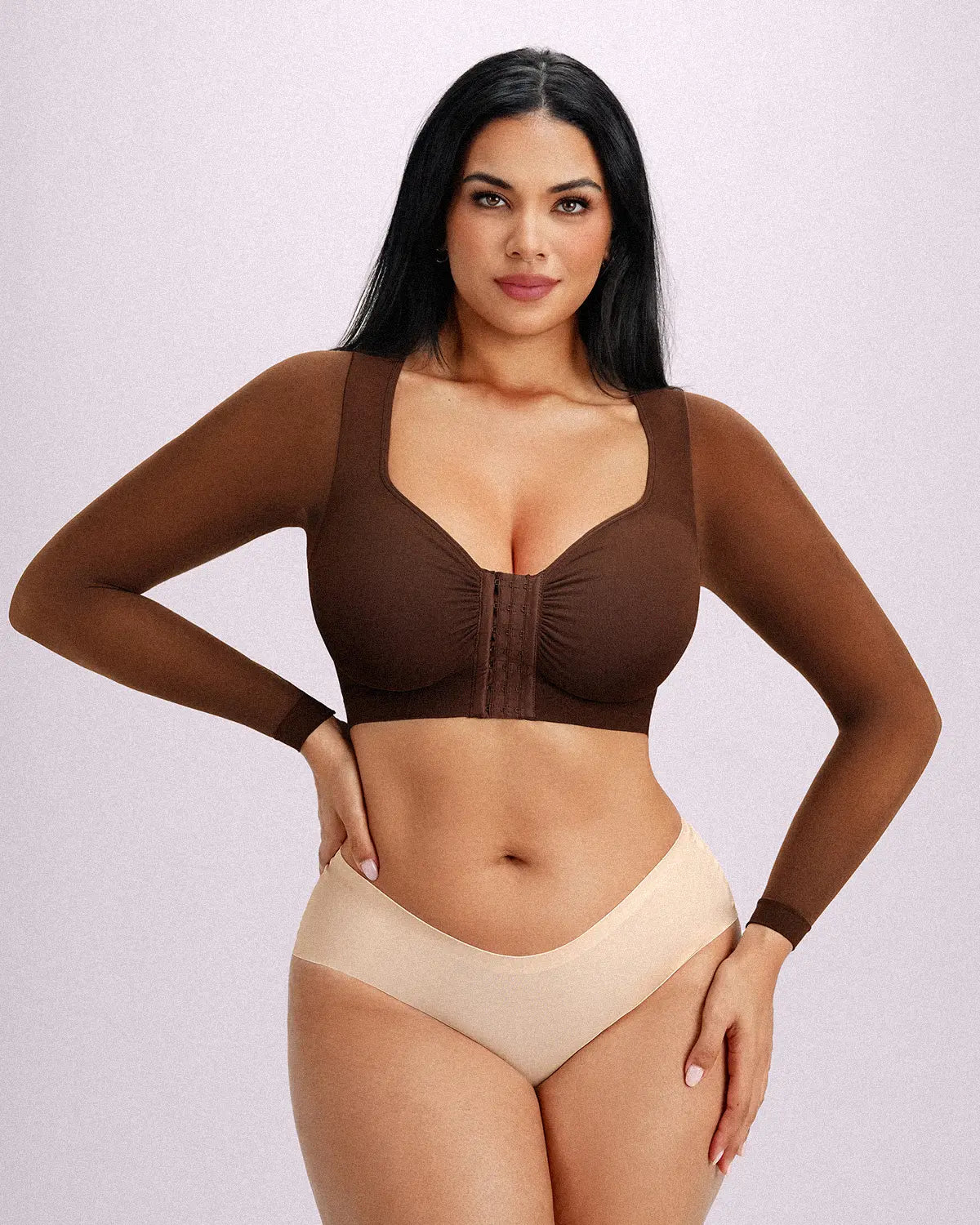MistWeave™ Back Smoothing Front-Closure Long-Sleeve Top