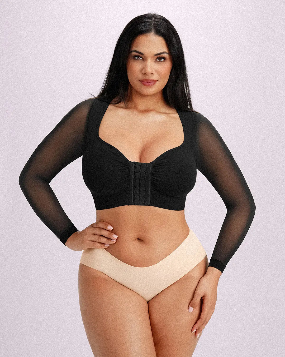 MistWeave™ Back Smoothing Front-Closure Long-Sleeve Top