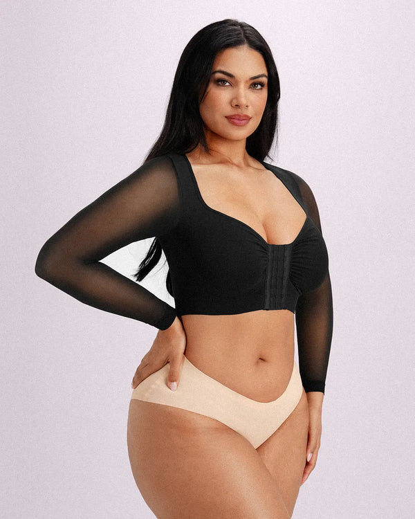 MistWeave™ Back Smoothing Front-Closure Long-Sleeve Top