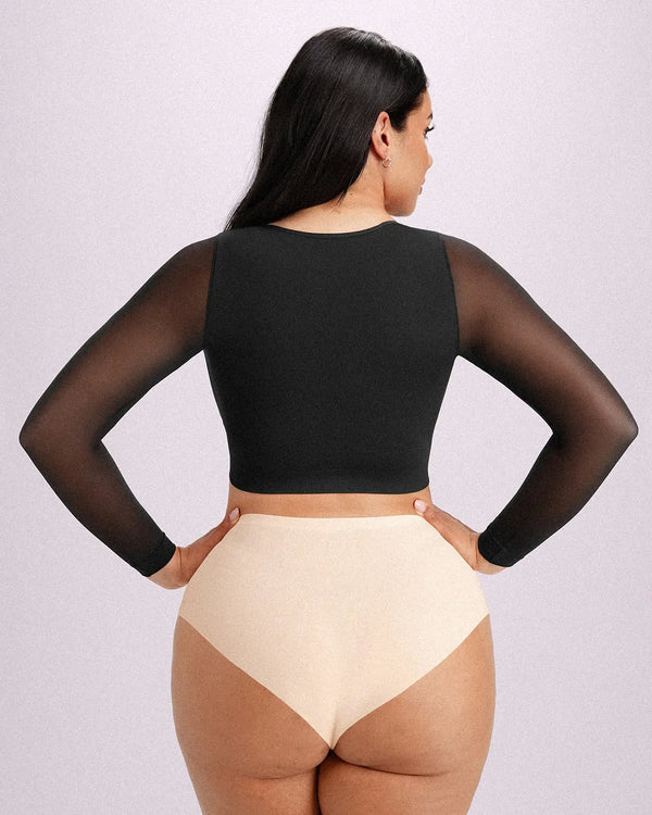 MistWeave™ Back Smoothing Front-Closure Long-Sleeve Top