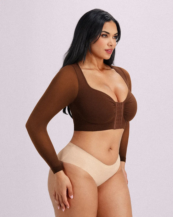 MistWeave™ Back Smoothing Front-Closure Long-Sleeve Top
