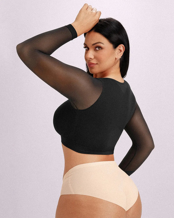 MistWeave™ Back Smoothing Front-Closure Long-Sleeve Top