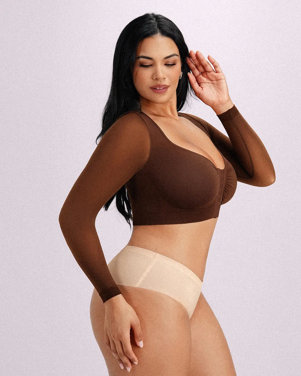 MistWeave™ Back Smoothing Front-Closure Long-Sleeve Top