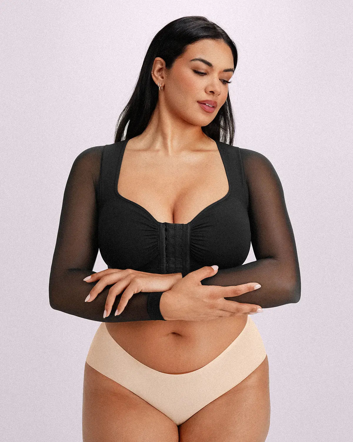MistWeave™ Back Smoothing Front-Closure Long-Sleeve Top