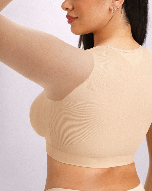 MistWeave™ Back Smoothing Front-Closure Long-Sleeve Top