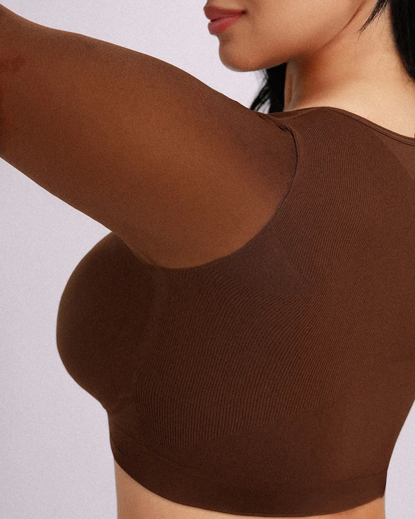 MistWeave™ Back Smoothing Front-Closure Long-Sleeve Top