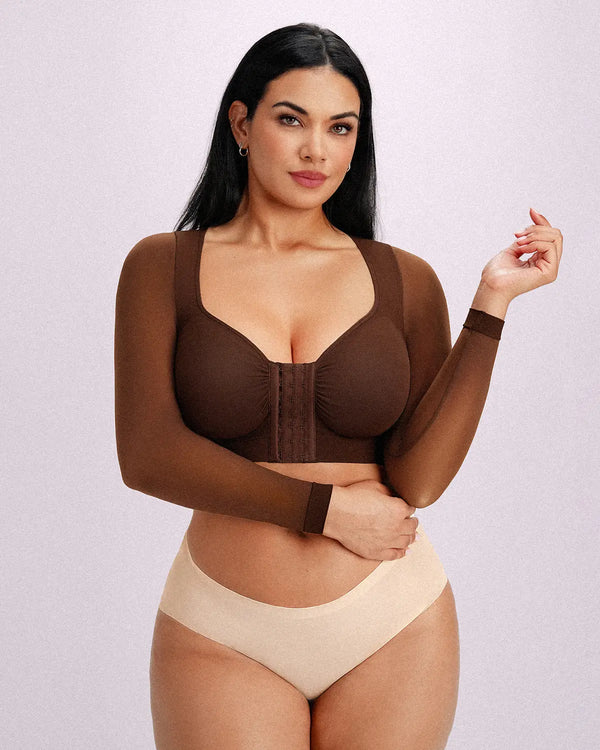MistWeave™ Back Smoothing Front-Closure Long-Sleeve Top
