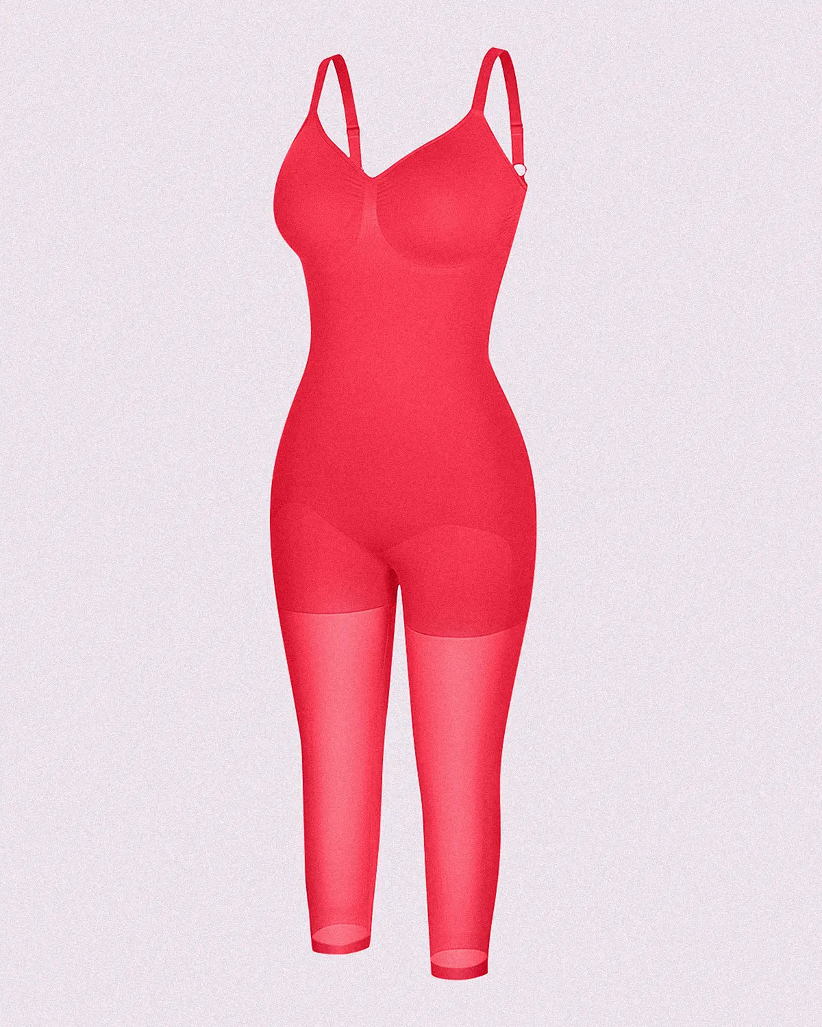 Full-coverage red bodysuit delivering smooth support from every angle