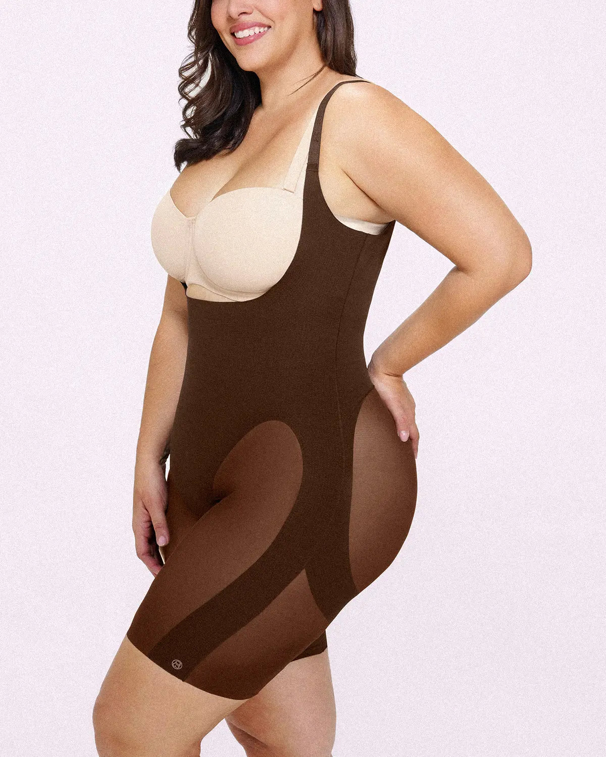 Open Bust Smoothing Mid Thigh Bodysuit
