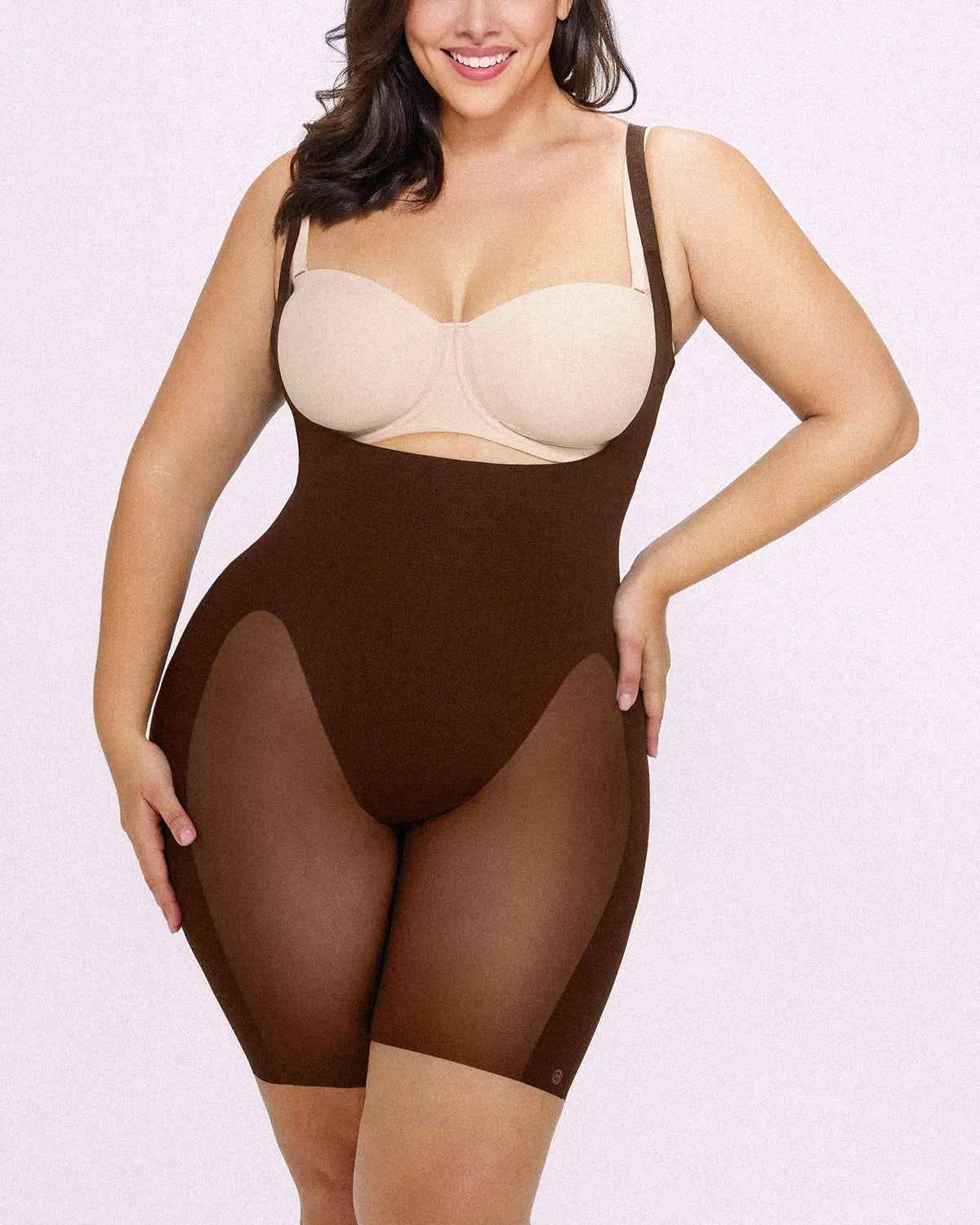 Open Bust Smoothing Mid Thigh Bodysuit