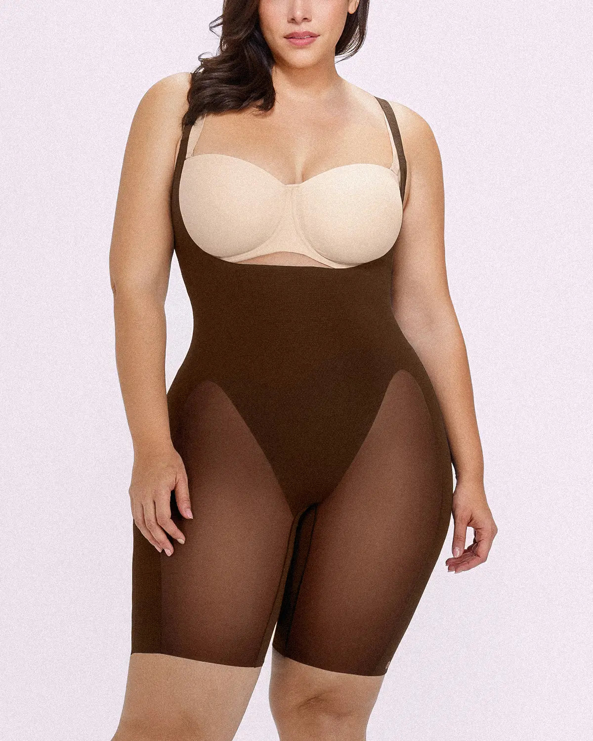 Open Bust Smoothing Mid Thigh Bodysuit