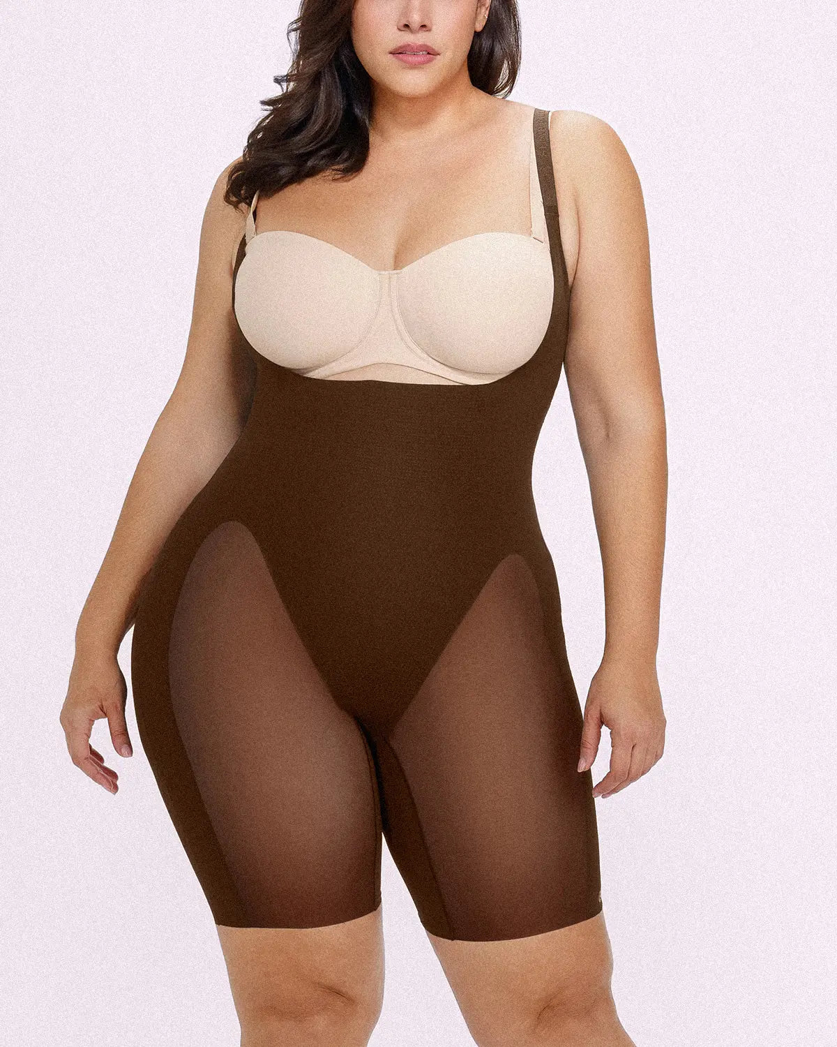 Open Bust Smoothing Mid Thigh Bodysuit