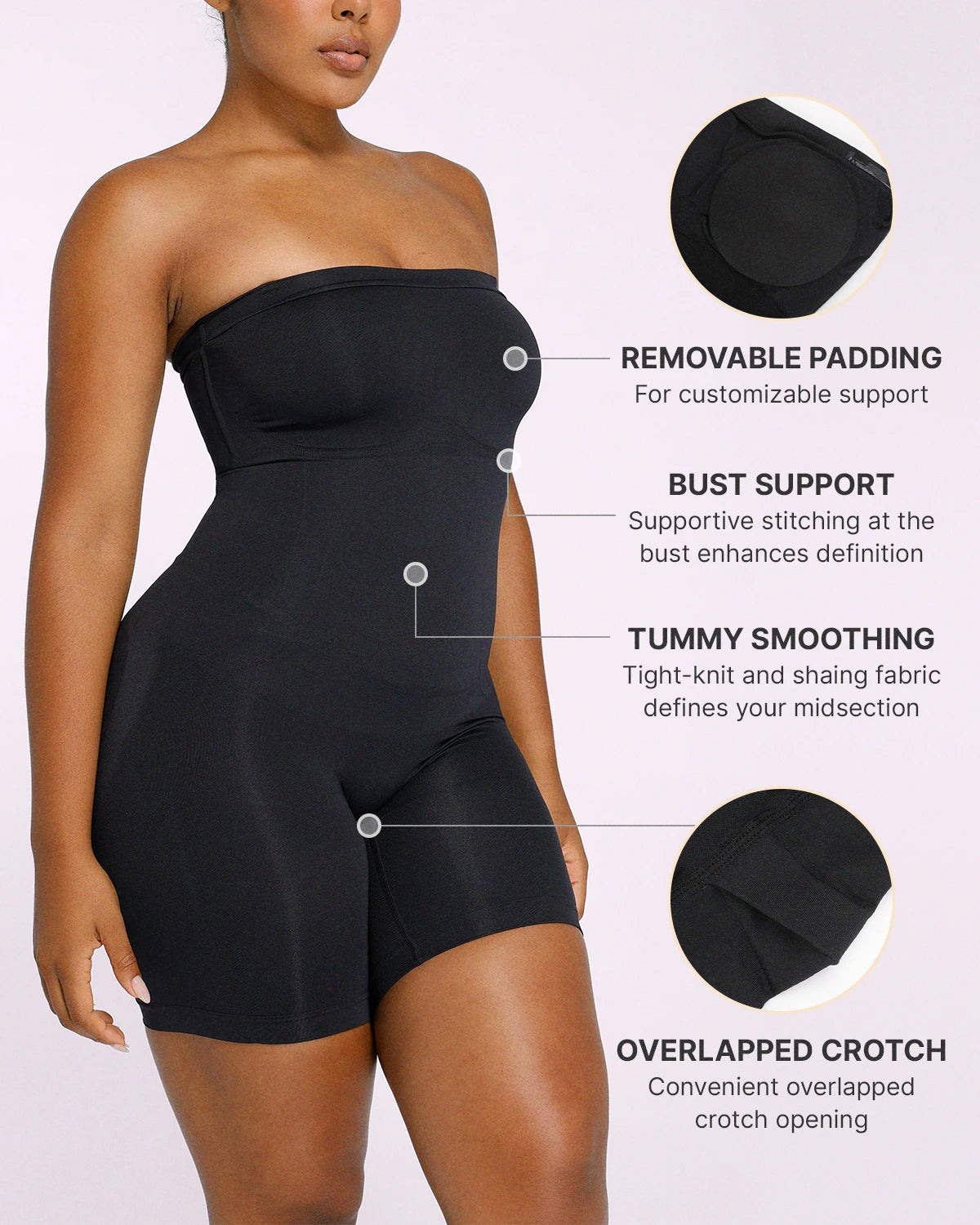 Seamless Contour Strapless Mid Thigh Bodysuit