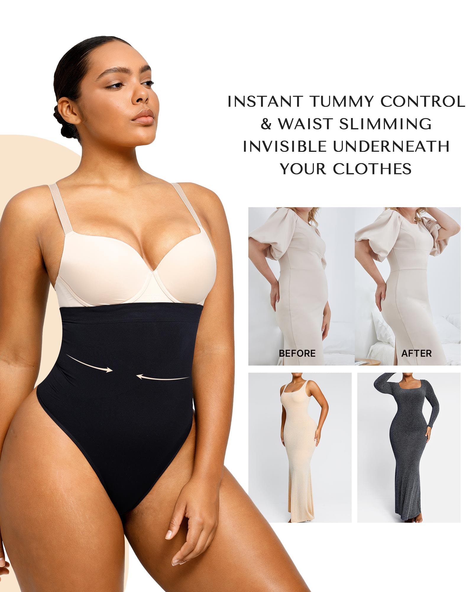 Shapellx PowerConceal™ Shapewear Thong Tummy Control Seamless High-Waisted Body Shaper