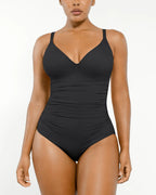 Smart Sculpt Ruched Lace-Up Back Shaping Swimsuit