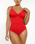 Smart Sculpt Ruched Lace-Up Back Shaping Swimsuit