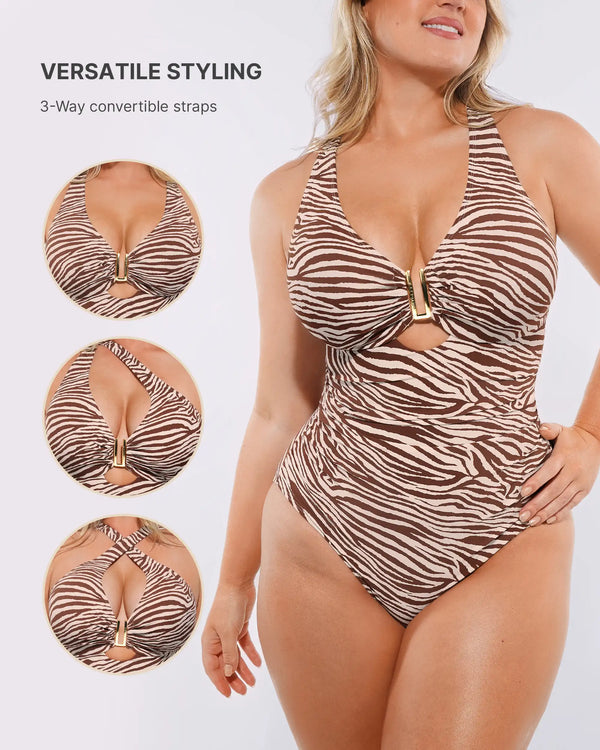Smart Sculpt™ Ruched U-Wire Cut Out Shaping Swimsuit