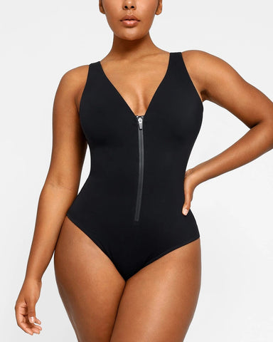 Smart Sculpt Plunge Zip Front Shaping Swimsuit Sculpting Swimsuit