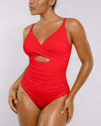 Smart Sculpt™ Ribbed Cutout-Front Shaping Swimsuit
