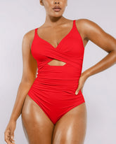 Smart Sculpt™ Ribbed Cutout-Front Shaping Swimsuit