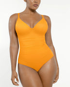 Smart Sculpt Ruched Lace-Up Back Shaping Swimsuit