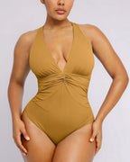 Smart Sculpt™ Ruched Twist-Front Shaping Swimsuit