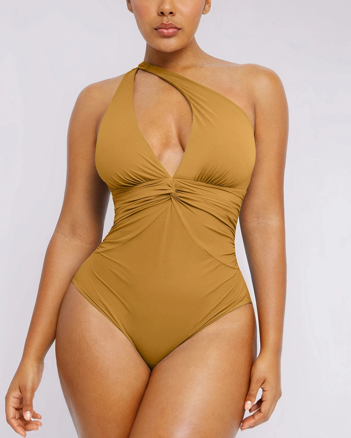 Smart Sculpt™ Ruched Twist-Front Shaping Swimsuit